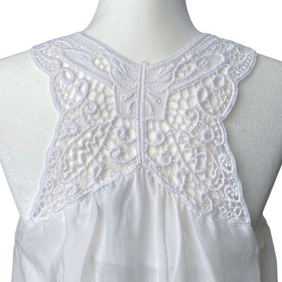 Express Womens Silk Crochet Pullover Racerback Tank Top Sleeveless White Size M - Picture 4 of 5